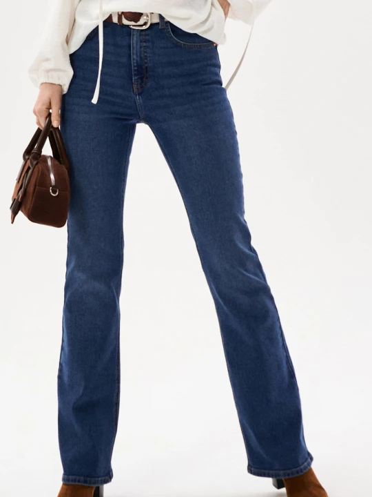 Zdjęcie produktu Sinsay - Jeansy flare mid waist - granatowy