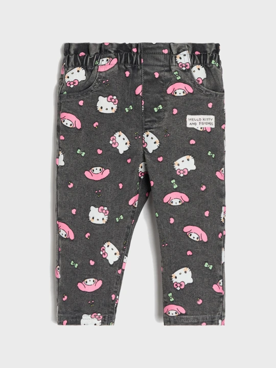 Zdjęcie produktu Sinsay - Jeansy jegginsy z efektem sprania Hello Kitty - szary