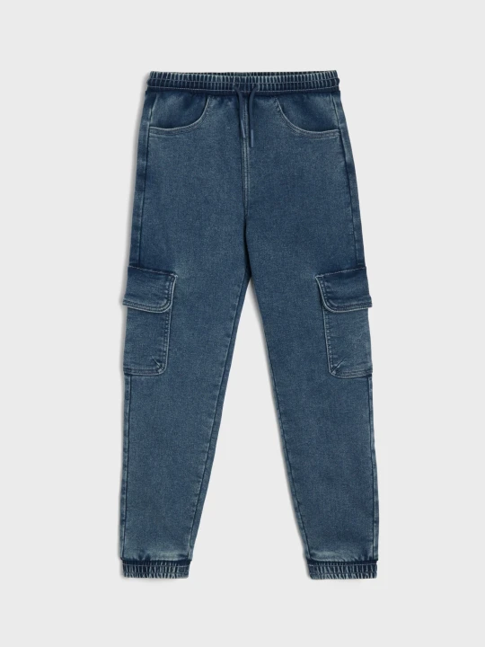 Zdjęcie produktu Sinsay - Jeansy jogger cargo - niebieski