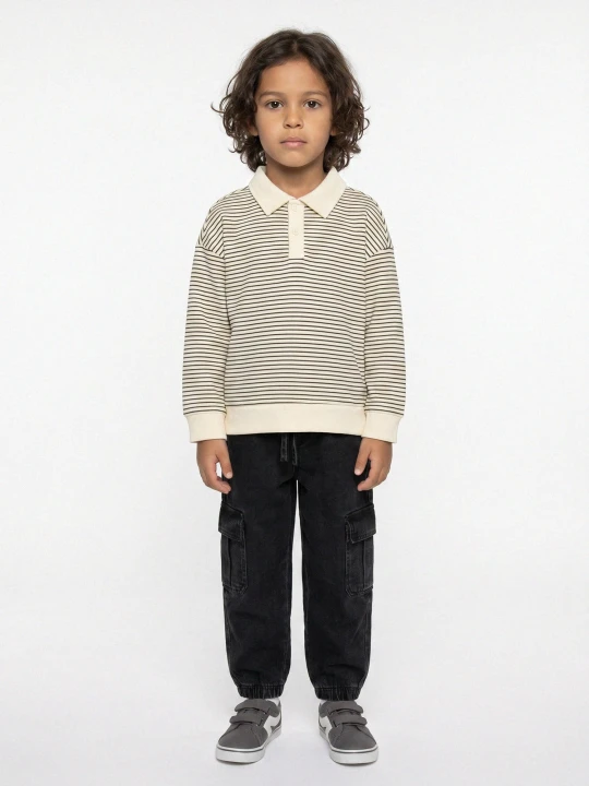 Zdjęcie produktu Sinsay - Jeansy jogger comfort cargo z efektem sprania - czarny