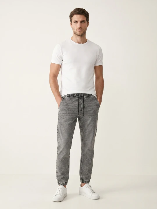 Zdjęcie produktu Sinsay - Jeansy jogger slim z efektem sprania - szary