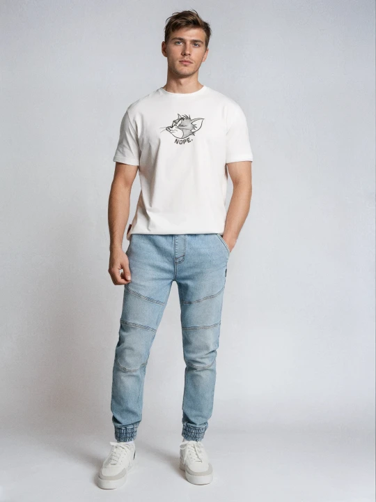 Zdjęcie produktu Sinsay - Jeansy jogger z efektem sprania - niebieski