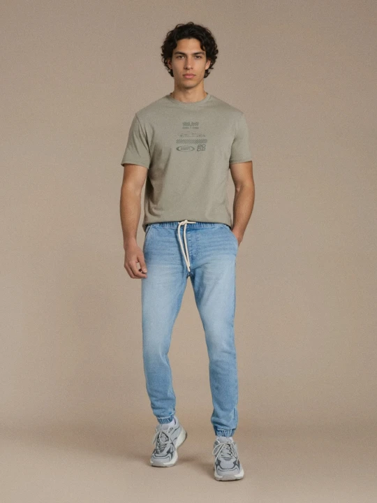 Zdjęcie produktu Sinsay - Jeansy jogger z efektem sprania - niebieski