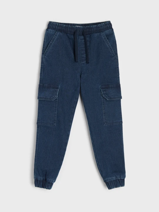 Zdjęcie produktu Sinsay - Jeansy jogger z gumką w pasie - granatowy