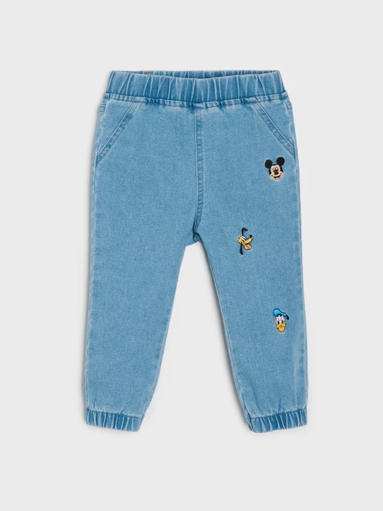 Zdjęcie produktu Sinsay - Jeansy jogger z haftem Mickey and Donald - niebieski