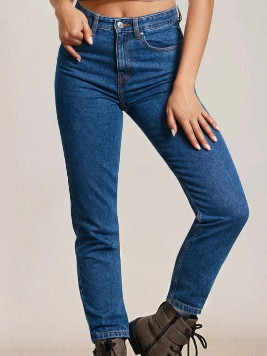 Zdjęcie produktu Sinsay - Jeansy mom fit - granatowy