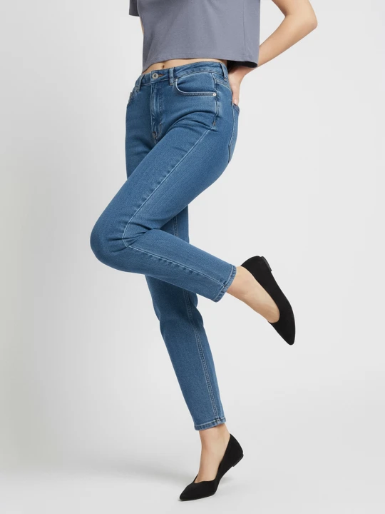 Zdjęcie produktu Sinsay - Jeansy mom fit - niebieski