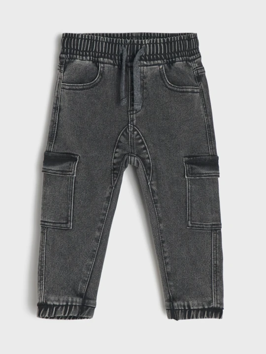 Zdjęcie produktu Sinsay - Jeansy pull on cargo z efektem sprania - szary