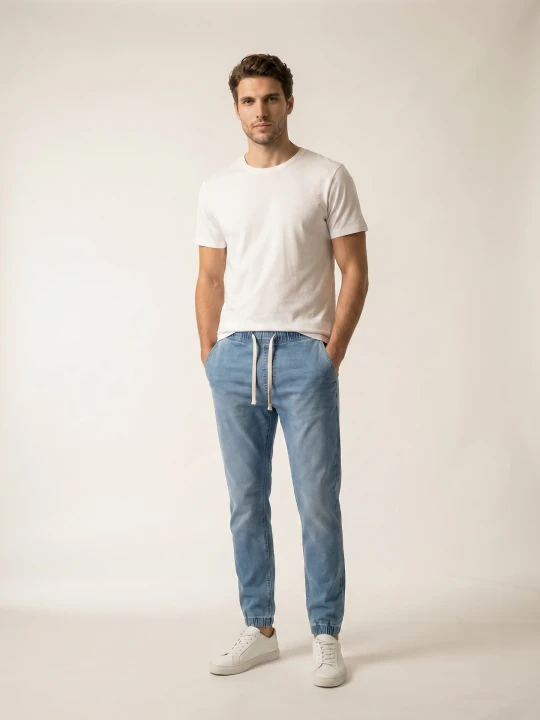 Zdjęcie produktu Sinsay - Jeansy regular jogger z efektem sprania - niebieski