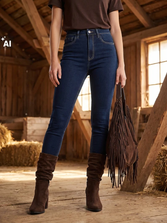 Zdjęcie produktu Sinsay - Jeansy skinny high waist z domieszką wiskozy - niebieski