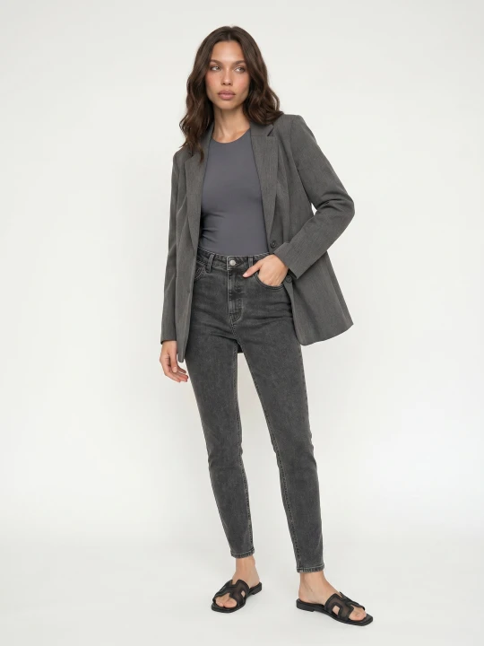 Zdjęcie produktu Sinsay - Jeansy skinny high waist z domieszką wiskozy - szary