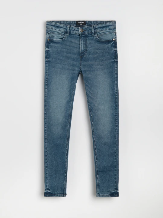 Zdjęcie produktu Sinsay - Jeansy skinny z efektem sprania - granatowy