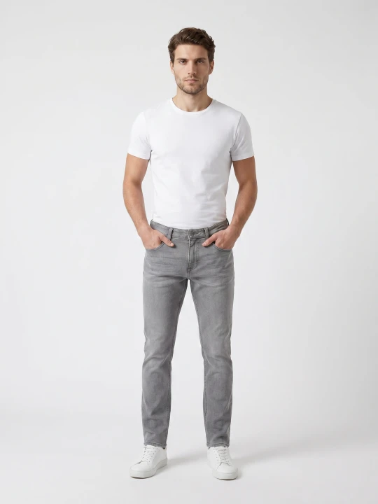 Zdjęcie produktu Sinsay - Jeansy skinny z efektem sprania - kremowy