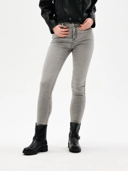 Zdjęcie produktu Sinsay - Jeansy skinny z efektem sprania - szary