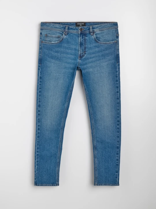 Zdjęcie produktu Sinsay - Jeansy slim fit z efektem sprania - granatowy