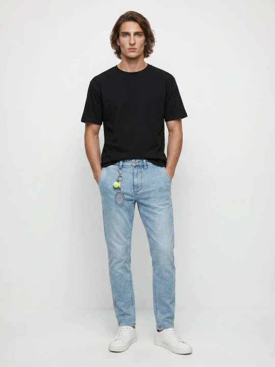 Zdjęcie produktu Sinsay - Jeansy slim fit z efektem sprania - niebieski