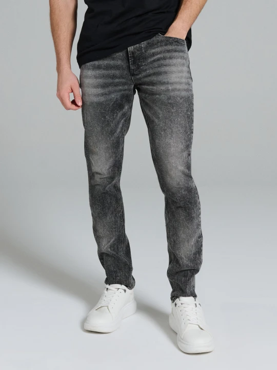 Zdjęcie produktu Sinsay - Jeansy slim fit z efektem sprania - szary