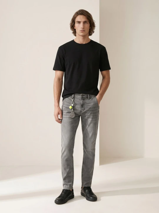 Zdjęcie produktu Sinsay - Jeansy slim fit z efektem sprania - szary