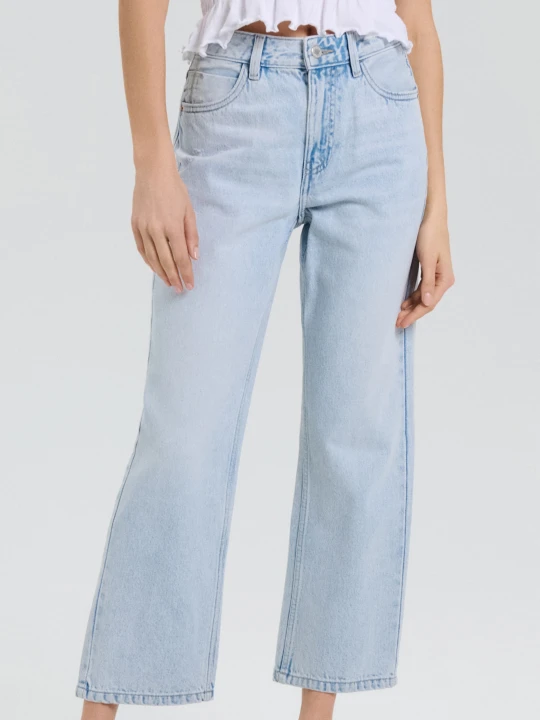 Zdjęcie produktu Sinsay - Jeansy straight cropped high waist - niebieski