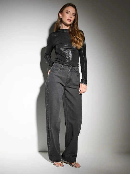 Zdjęcie produktu Sinsay - Jeansy straight mid waist - czarny