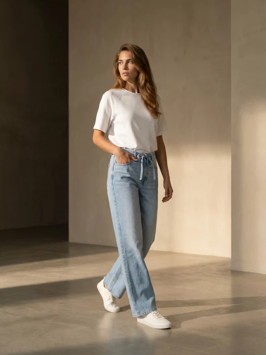 Zdjęcie produktu Sinsay - Jeansy straight wide leg z efektem sprania - niebieski