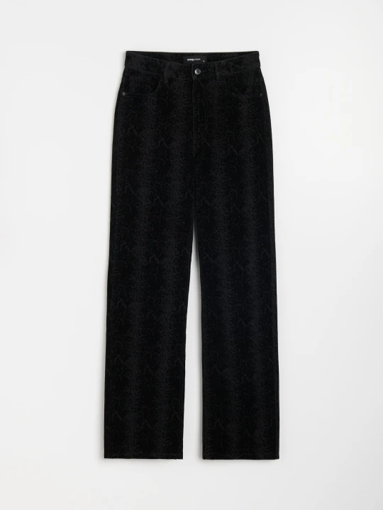 Zdjęcie produktu Sinsay - Jeansy straight wide leg z wysokim stanem - czarny