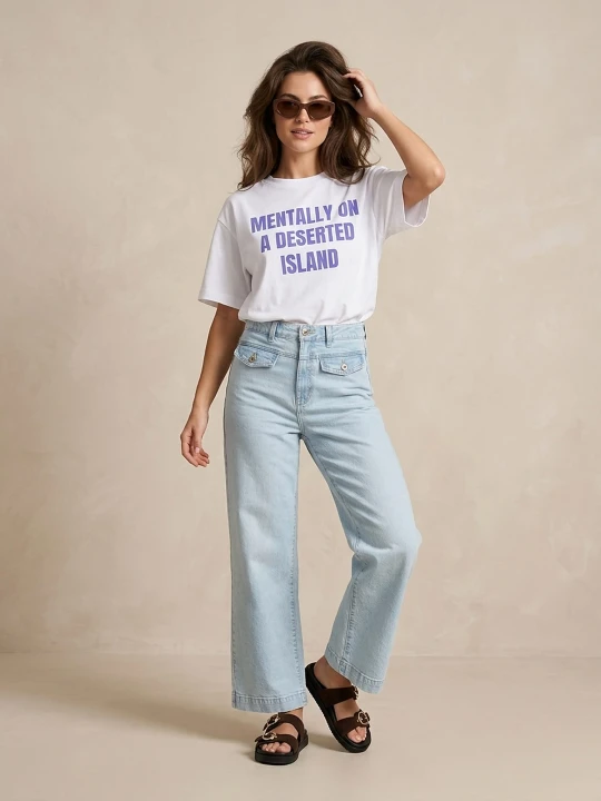 Zdjęcie produktu Sinsay - Jeansy straight wide leg ze średnim stanem - niebieski