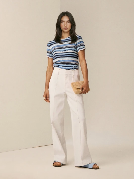 Zdjęcie produktu Sinsay - Jeansy wide leg comfort z przeszyciami - biały