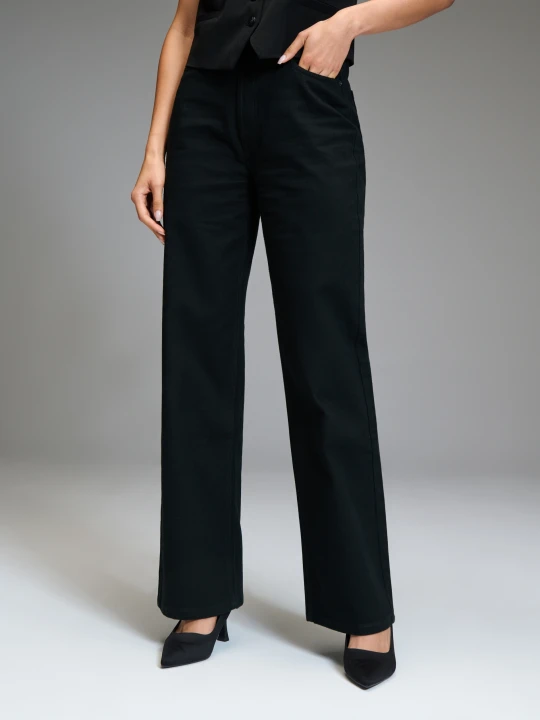 Zdjęcie produktu Sinsay - Jeansy wide leg - czarny