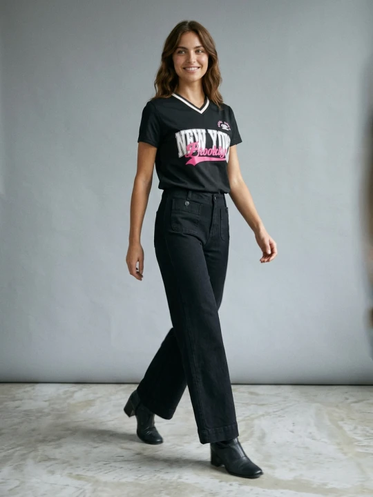 Zdjęcie produktu Sinsay - Jeansy wide leg - czarny