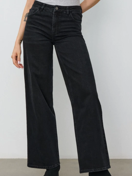 Zdjęcie produktu Sinsay - Jeansy wide leg - czarny