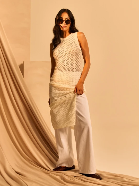 Zdjęcie produktu Sinsay - Jeansy wide leg high waist z materiałowym paskiem - biały