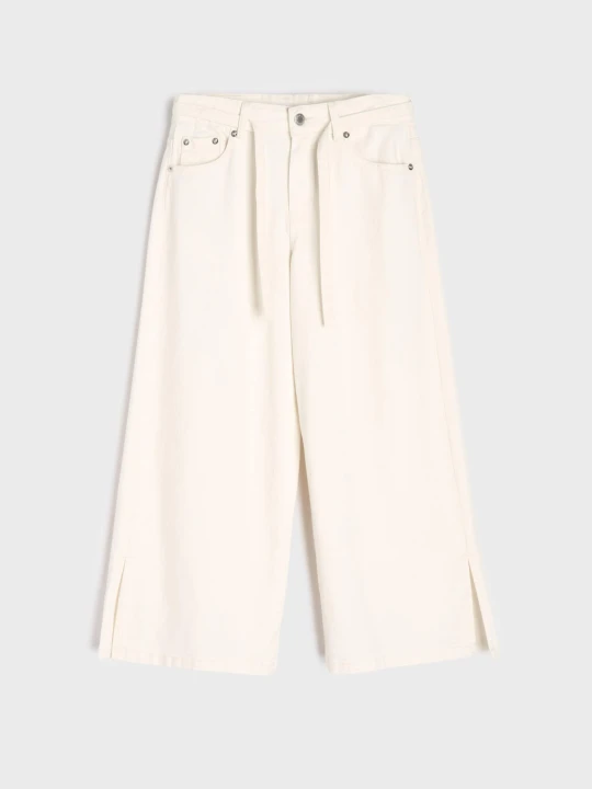 Zdjęcie produktu Sinsay - Jeansy wide leg - kremowy