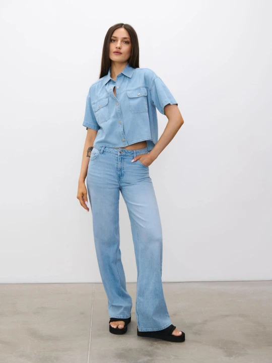 Zdjęcie produktu Sinsay - Jeansy wide leg - niebieski