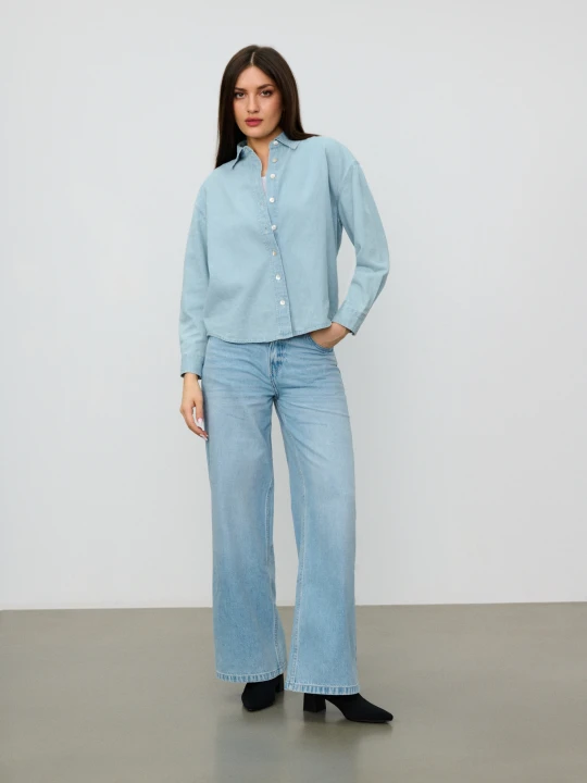 Zdjęcie produktu Sinsay - Jeansy wide leg - niebieski