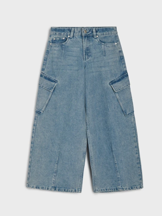 Zdjęcie produktu Sinsay - Jeansy wide leg oversize z efektem sprania - niebieski