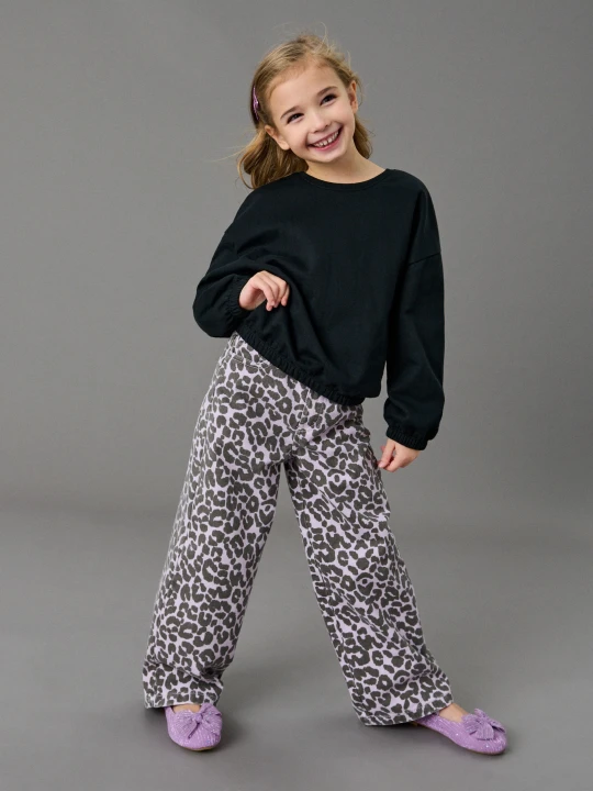 Zdjęcie produktu Sinsay - Jeansy wide leg w panterkę - wielobarwny