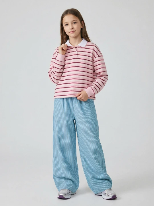 Zdjęcie produktu Sinsay - Jeansy wide leg w paski - wielobarwny