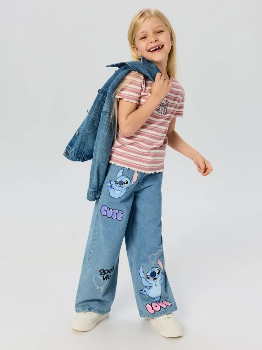 Zdjęcie produktu Sinsay - Jeansy wide leg z domieszką wiskozy Stitch - niebieski