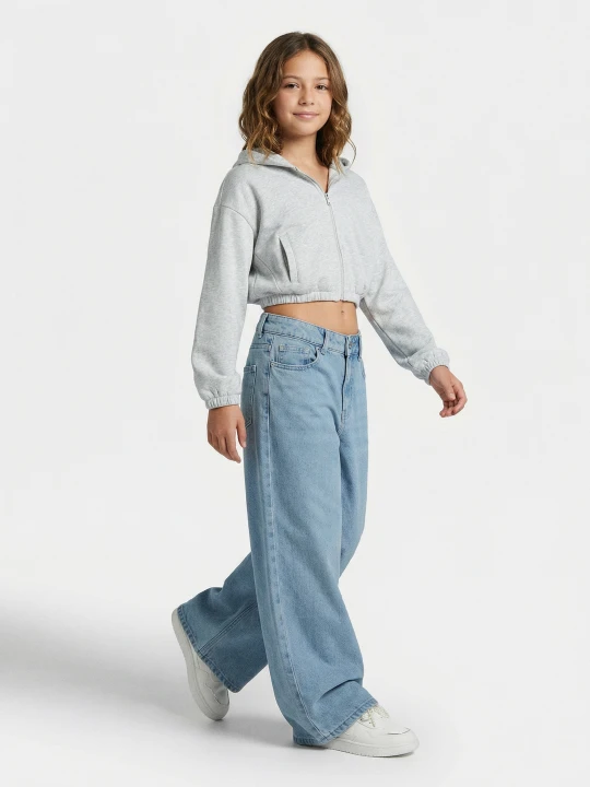 Zdjęcie produktu Sinsay - Jeansy wide leg z efektem sprania - niebieski