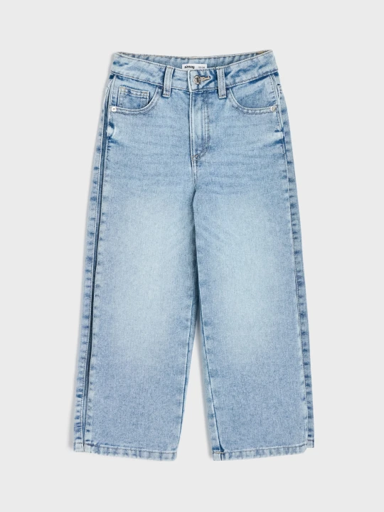 Zdjęcie produktu Sinsay - Jeansy wide leg z efektem sprania - niebieski