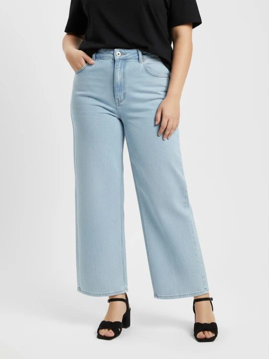 Zdjęcie produktu Sinsay - Jeansy wide leg z efektem sprania Plus size - niebieski