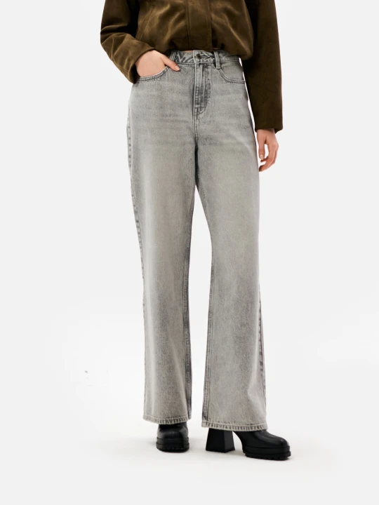Zdjęcie produktu Sinsay - Jeansy wide leg z efektem sprania - szary