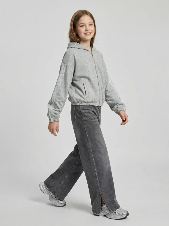 Zdjęcie produktu Sinsay - Jeansy wide leg z efektem sprania - szary