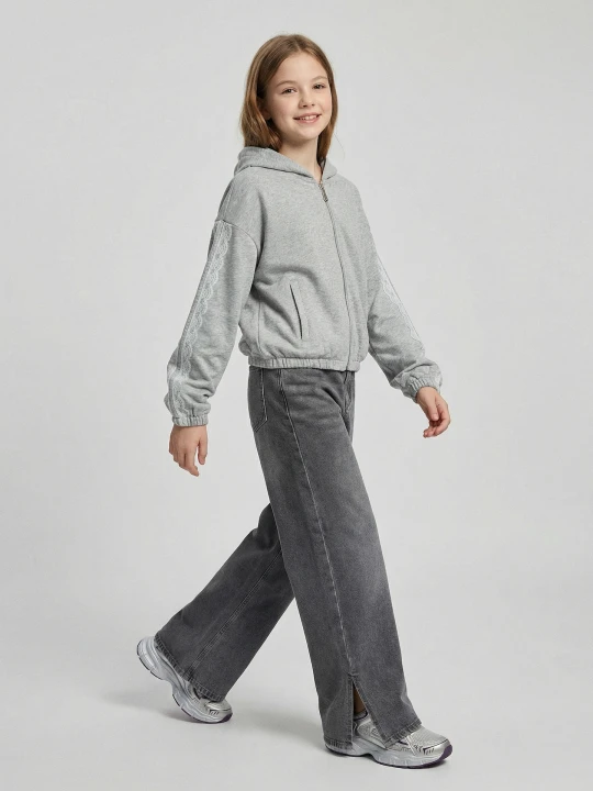 Zdjęcie produktu Sinsay - Jeansy wide leg z efektem sprania - szary