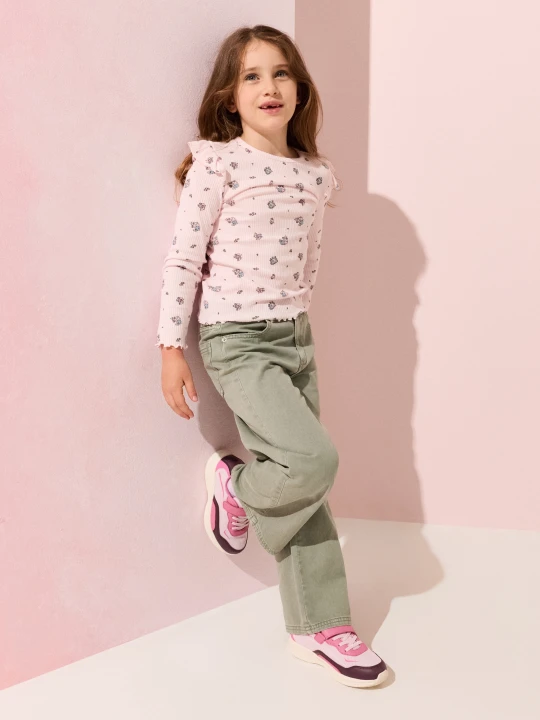 Zdjęcie produktu Sinsay - Jeansy wide leg z efektem sprania - zielony