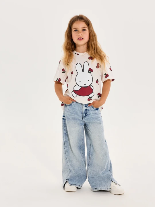 Zdjęcie produktu Sinsay - Jeansy wide leg z haftami z tyłu z domieszką wiskozy - niebieski