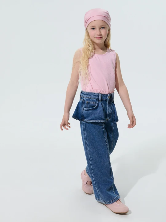 Zdjęcie produktu Sinsay - Jeansy wide leg z ozdobną baskinką z domieszką wiskozy - niebieski