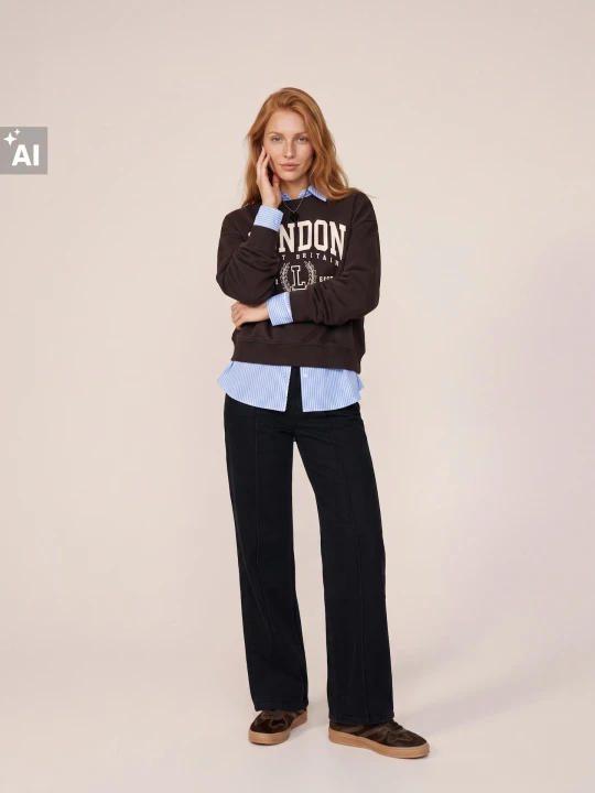 Zdjęcie produktu Sinsay - Jeansy wide leg z przeszyciami - czarny