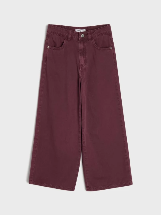 Zdjęcie produktu Sinsay - Jeansy wide leg z regulacją w pasie - brązowy